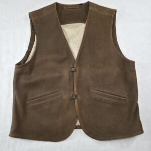 Roundtree Yorke Men's Brown Leather Vest Western Biker Pockets Inside & Out LG
